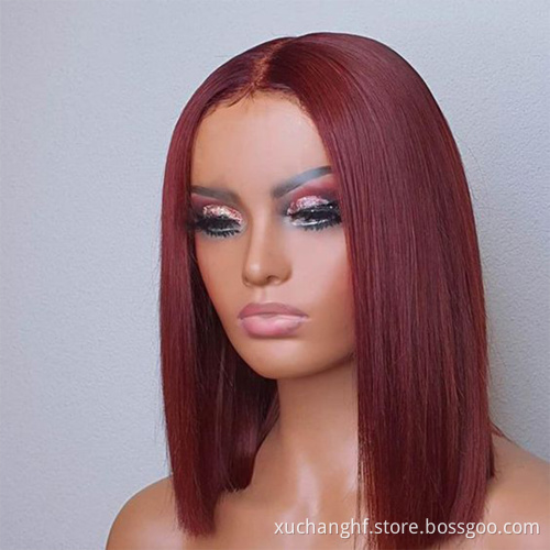 Lace Wig 100 Human Hair Burgundy 99j Pre Plucked Lace Wig Brazilian Virgin Hair Vendor Wholesale Bob Wig